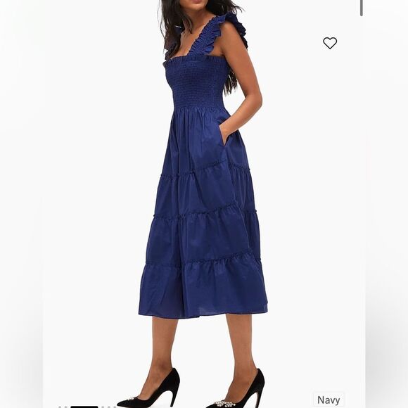 HILL HOUSE HOME The Ellie Cotton Nap Dress Navy Blue Cotton Size Small - Picture 3 of 14